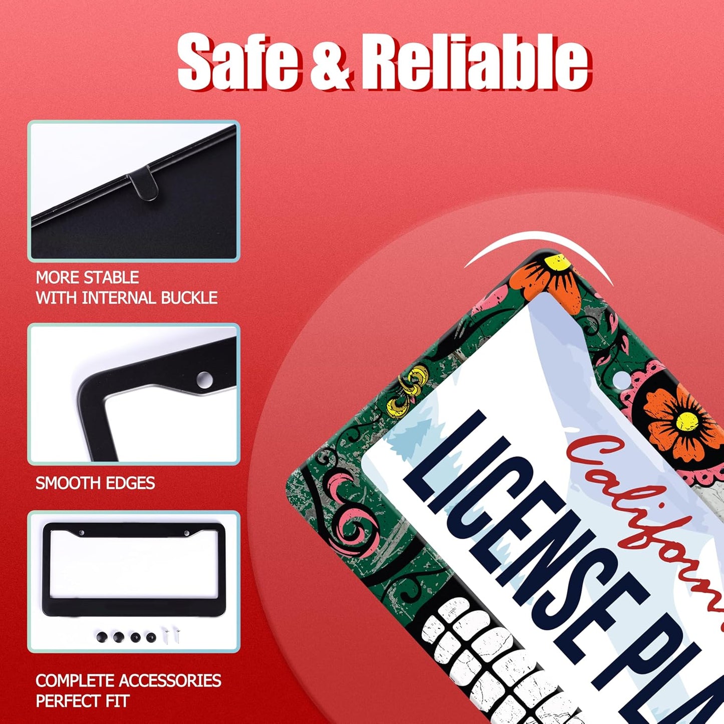 Personalized License Plate Frame Stainless Steel Mexico Flag Skull Funny Car License Plate Accessory Decorative 2 Holes and Screws Fits Us Standard License Plates Size: 12.2 X 6.3 Inch for Men Women