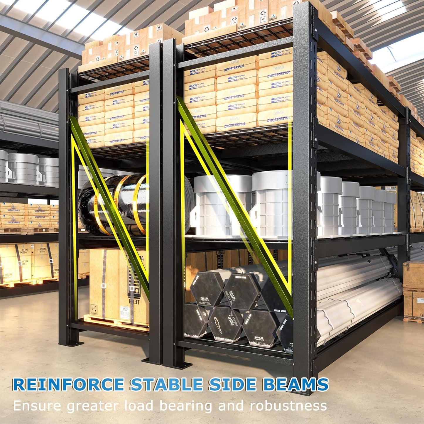 Bepatio 11000LBS Garage Shelving Heavy Duty, 72" H Storage Shelves Adjustable 4-Tier Metal Shelves, Industrial Shelving for Garage,Shop, Warehouse, Basement, Commercial, 72" H× 60" W × 24" D, Black