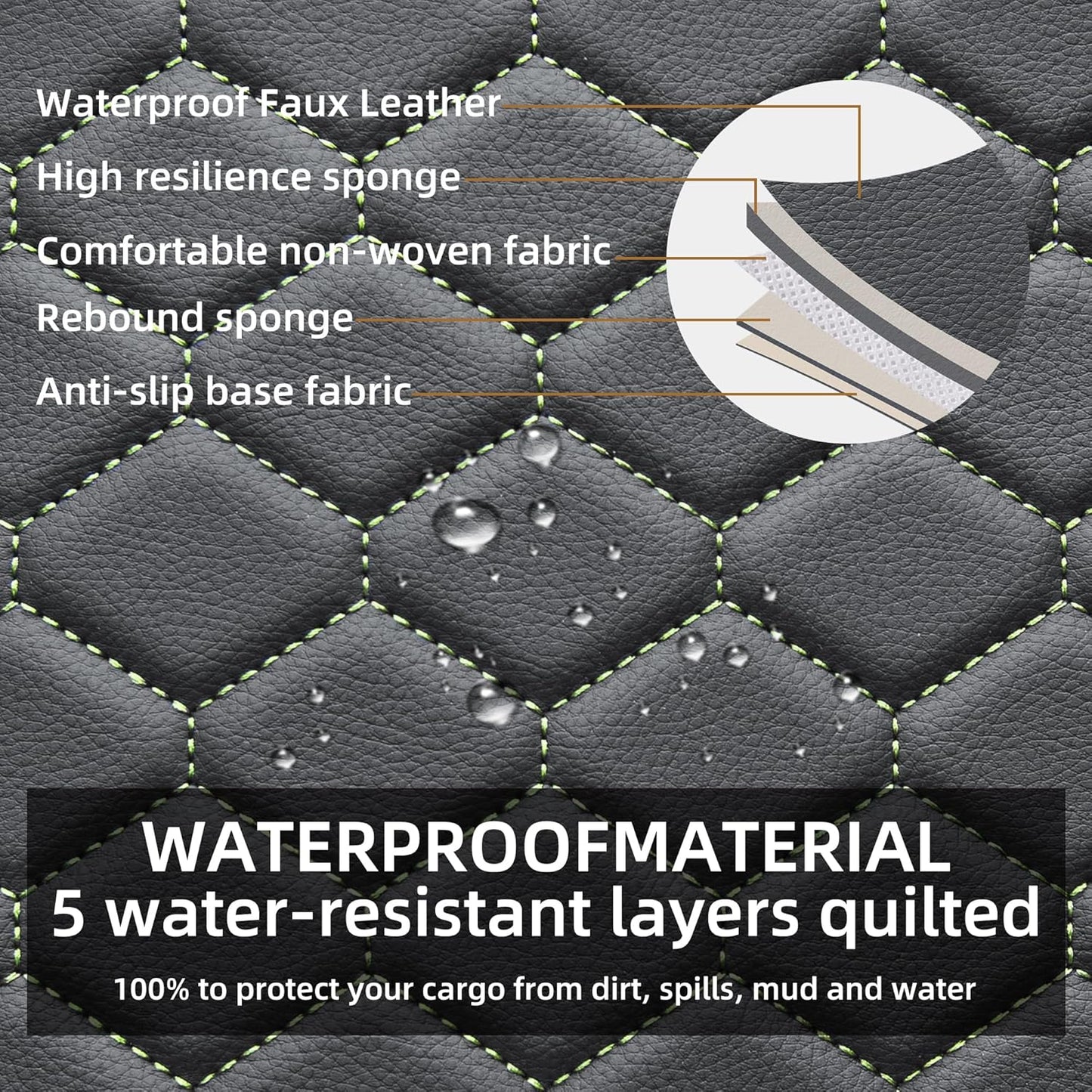 Elantrip 2PCs Front Car Seat Covers Leather Car Seat Protector Universal fit for Most Cars SUVs and Trucks Water Proof Seat Protector Black and Green