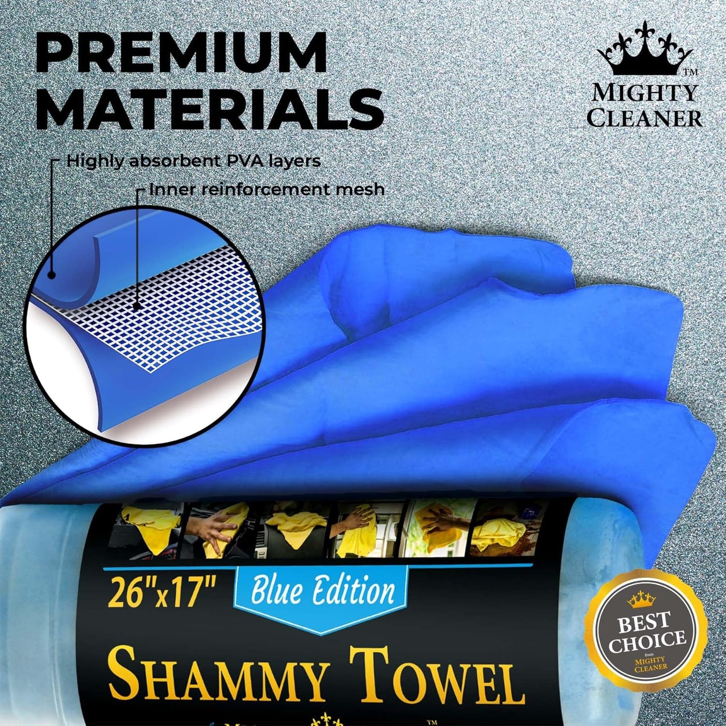 Premium 2pk +1 Free Shammy Cloth - Super Absorbent Chamois Towel - Reusable & Scratch-Free - Soft Car Drying Towels (26"x17")