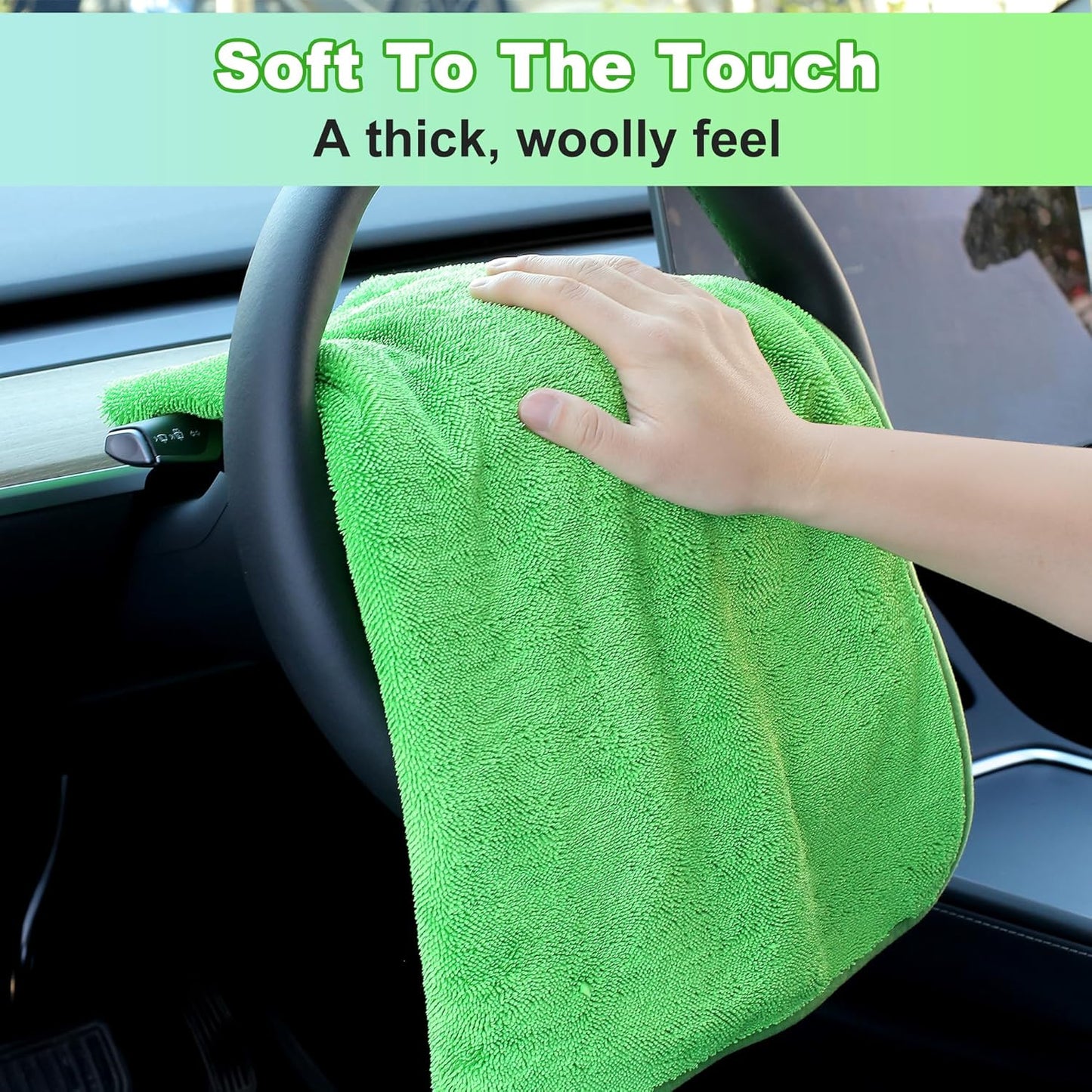 JOYMOOP Car Dry Towel, Quick Drying, Medium Size, Microfiber Cleaning Cloth, Green, 35.4 x 23.6 Inches, 3 Pack for Boates, RVs, SUVs, Trucks, Cars