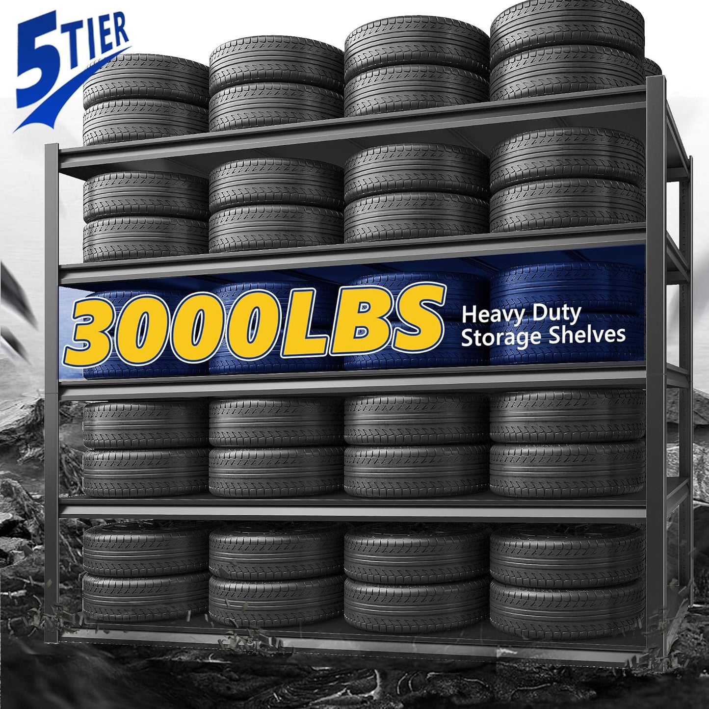 REIBII Garage Shelving 48.2" W Storage Shelves 3000LBS Metal Shelving Heavy Duty Adjustable Metal Shelf Industrial Pantry Shelves for Basement Garage Warehouse 72.2" H x 24.2" D x 48.2" W, 4 Pack