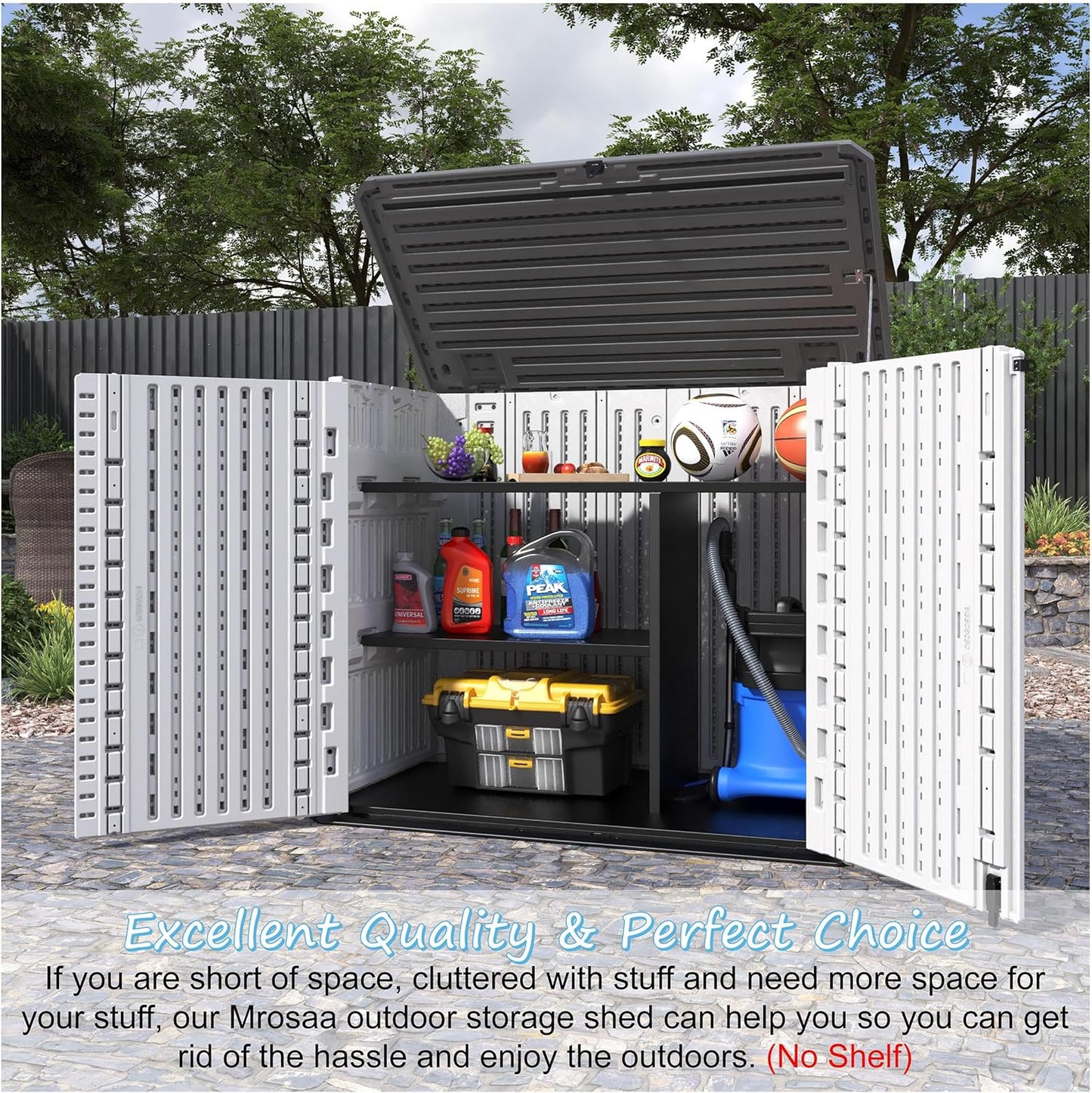 Sheds & Outdoor Storage, 34 Cu.ft Horizontal Storage Sheds Outdoor with Floor, Outdoor Storage Cabinet Waterproof for Garage Storage, Pool Storage, Bike Shed, Garden Shed