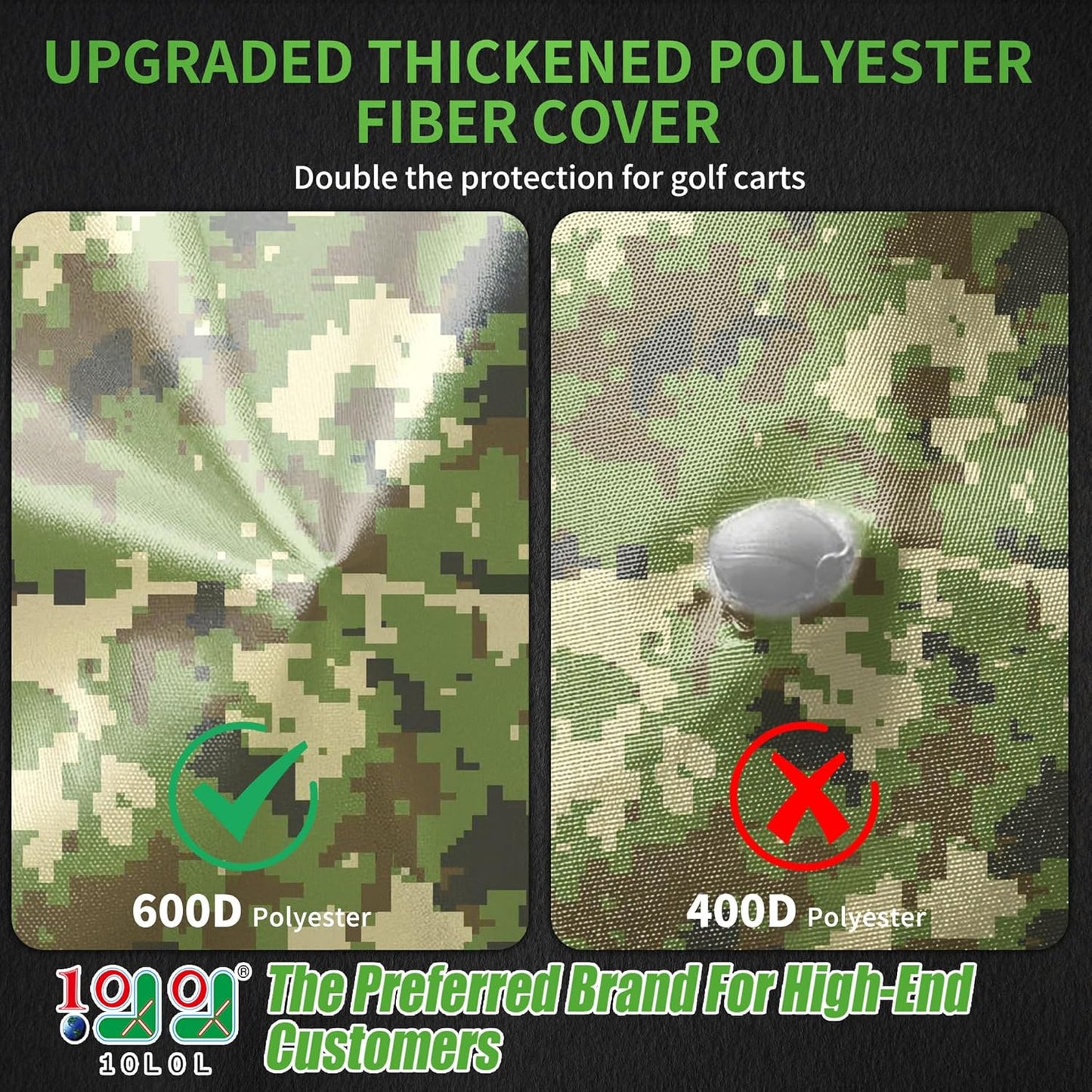 10L0L Heavy Duty Golf Cart Cover for 2/4 Passengers EZGO, Club Car and Yamaha, All Weather Outdoor Protection Weatherproof