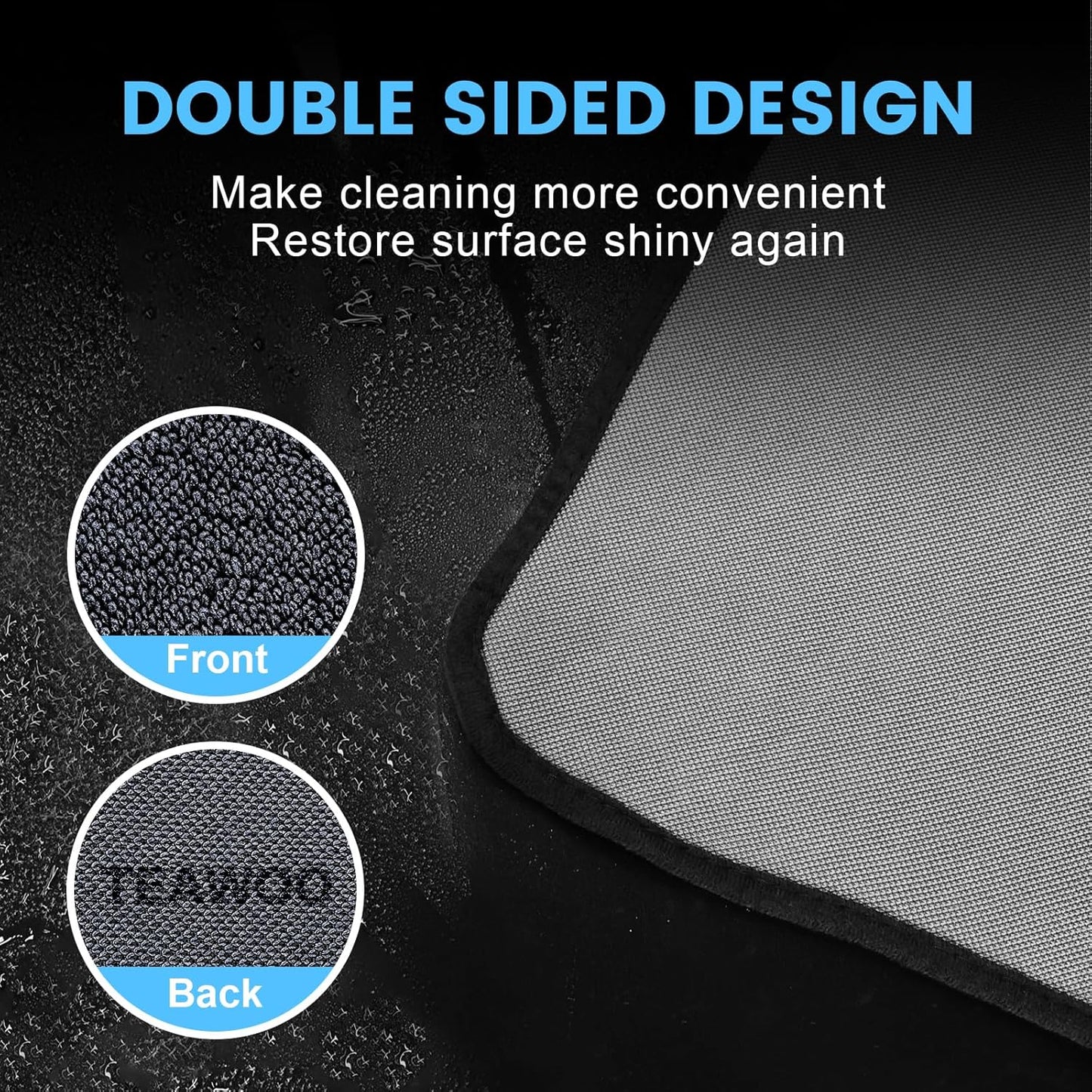 Shiny Wipes Shower Cleaning Cloth, Ultra Absorbent Car Drying Towel, 2 Pack 16 x 24 inch Microfiber Cleaning Cloth for Car, Bath & Househood