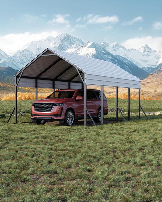 13'x21'x11' Oversized Metal Carport, Steel Heavy Duty Car Ports for All-Weather, Tall Carport for Full-Size Pickup Trucks, Boats, and Tractors, N.W. 660 Lbs