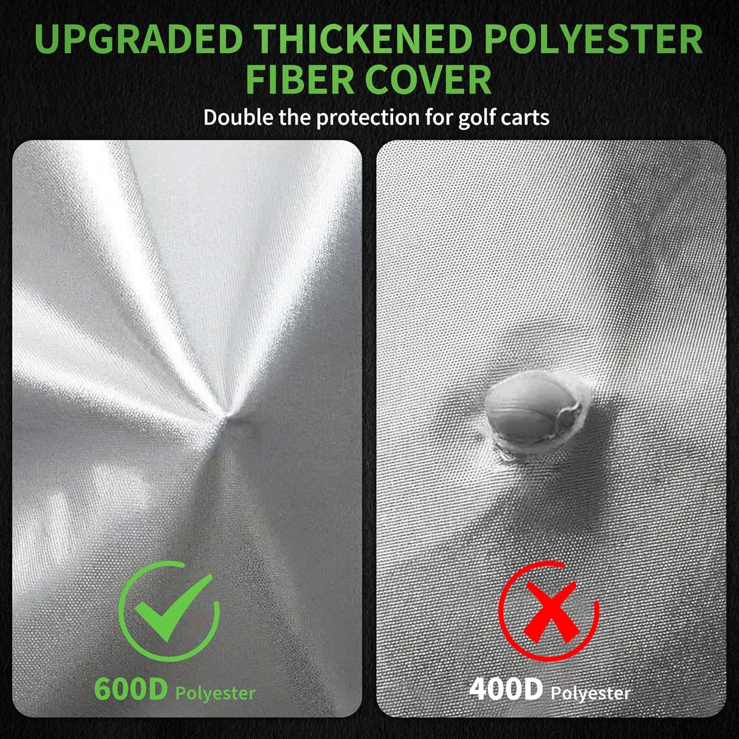 10L0L Heavy Duty Golf Cart Cover for 2/4 Passengers EZGO, Club Car and Yamaha, All Weather Outdoor Protection Weatherproof