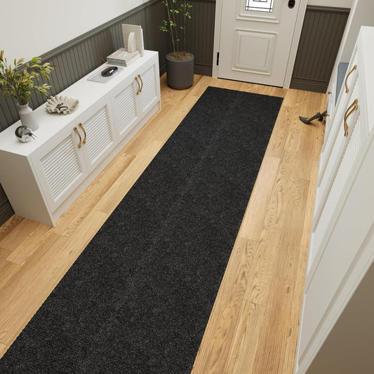Ottomanson 2'7" x 34' Hallway Runner with Scraper Pile - Extra Durable Non-Slip Rug Mat for Indoor & Outdoor Use - Ideal for Kitchen, Entryway & Garage - High-Traffic Carpet, Black