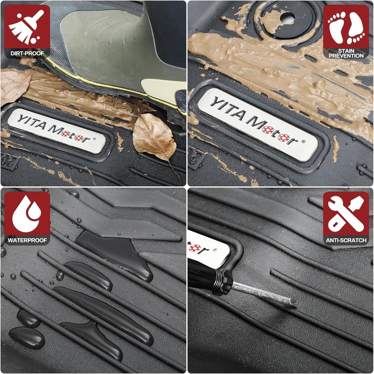 YITAMOTOR Floor Mats Compatible with 2022-2025 Ford Maverick Hybrid, Custom Fit Maverick Car Mats, All-Weather TPE Front and Rear Row Floor Liners, Black