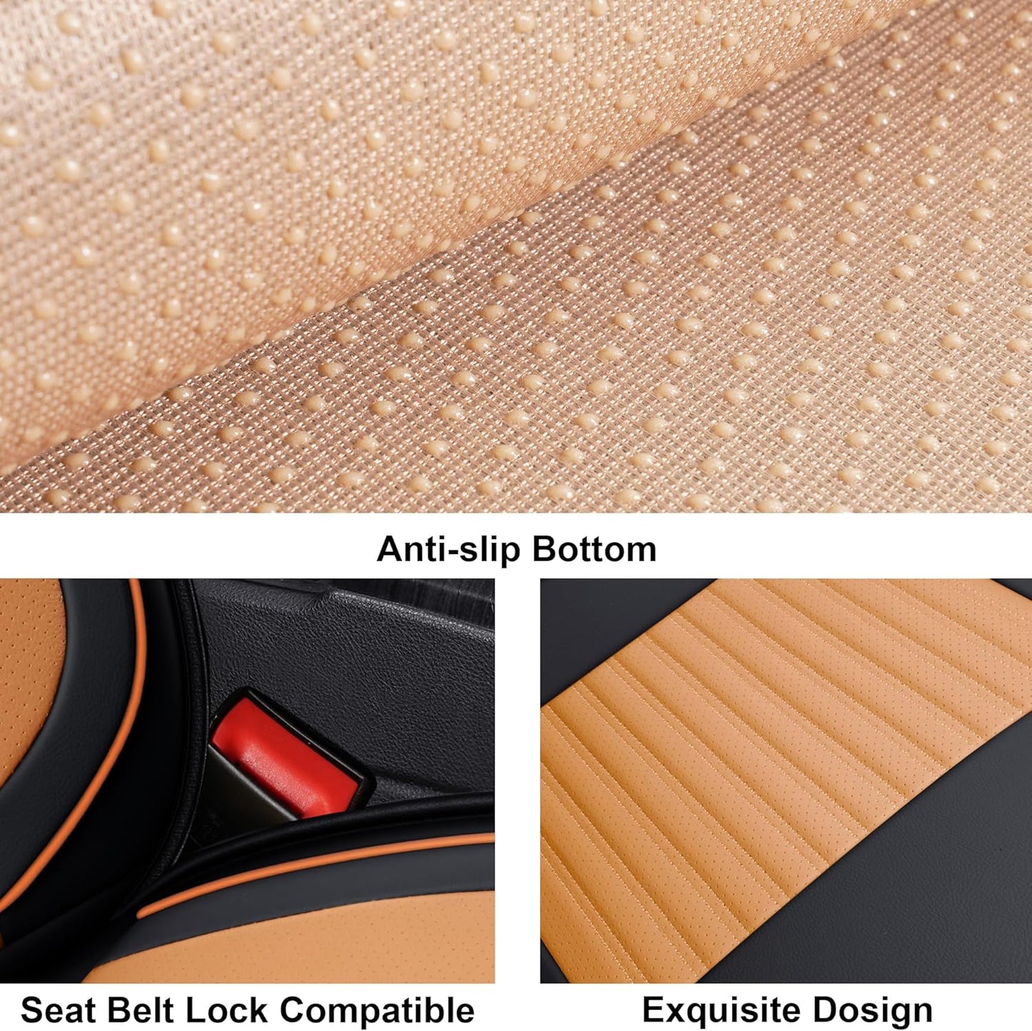 LINGVIDO Universal Car Seat Cover, Breathable and Waterproof Faux Leather Automotive Seat Covers for Cars SUV Sedan (Front seat, Brown & Black)