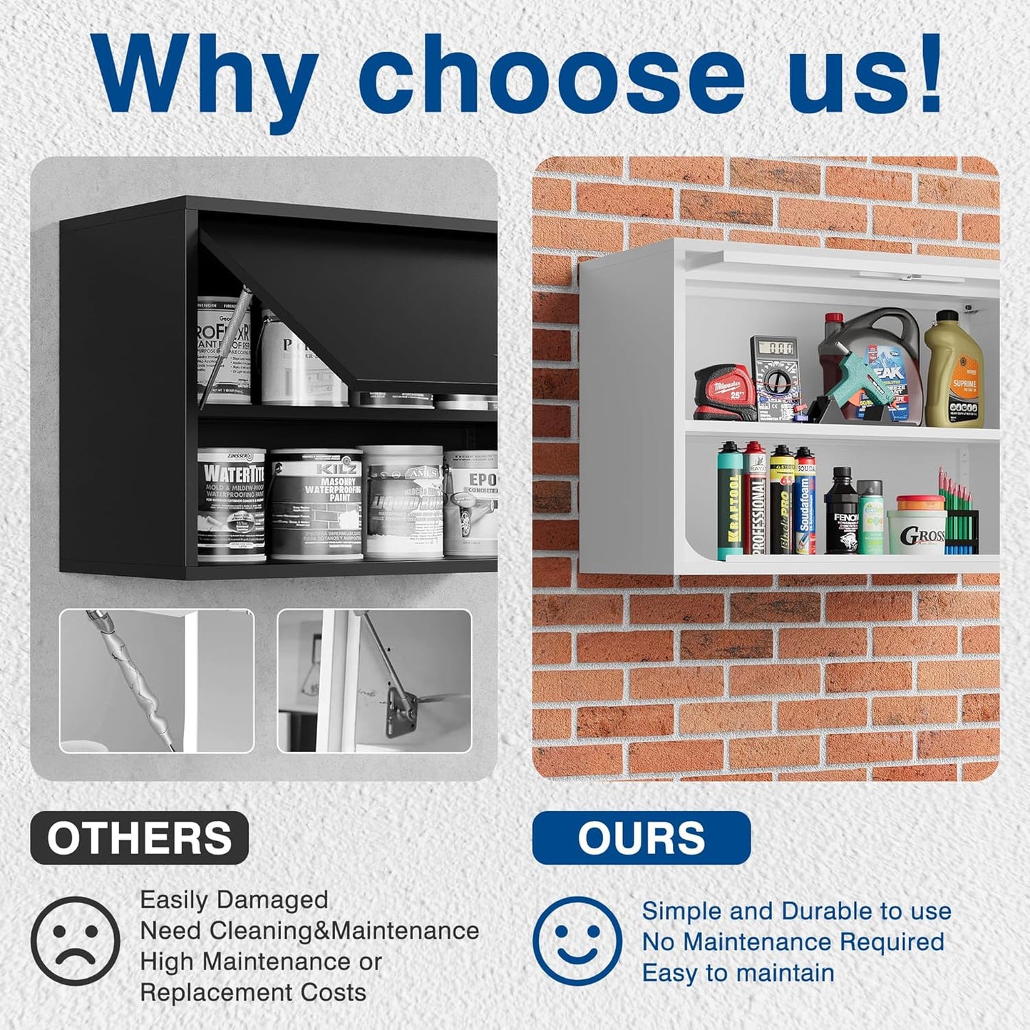 Metal Storage Cabinet White Wall Cabinets with Shelf and Locking Door - Wall Mounted Storage Cabinet for Garage Warehouse Home Office - Assembly Required