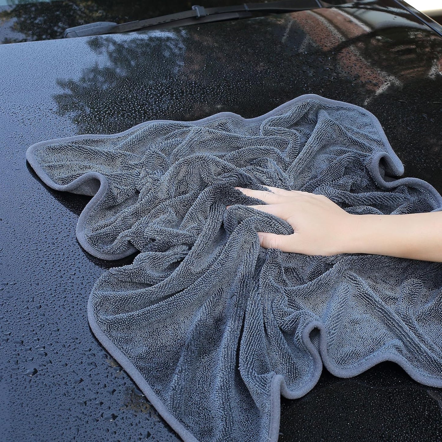 JOYMOOP Car Dry Towel, Quick Drying, Medium Size, Microfiber Cleaning Cloth, Dark Grey, 35.4 x 23.6 Inches, 1 Pack for Boates, RVs, SUVs, Trucks, Cars